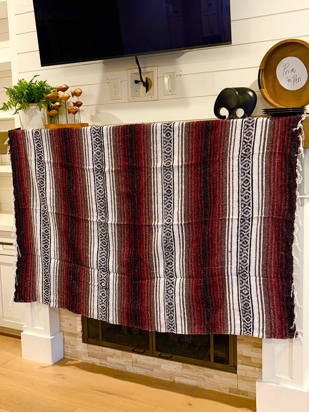 Mexican Falsa Blanket – Woven Striped Serape Throw with Fringe